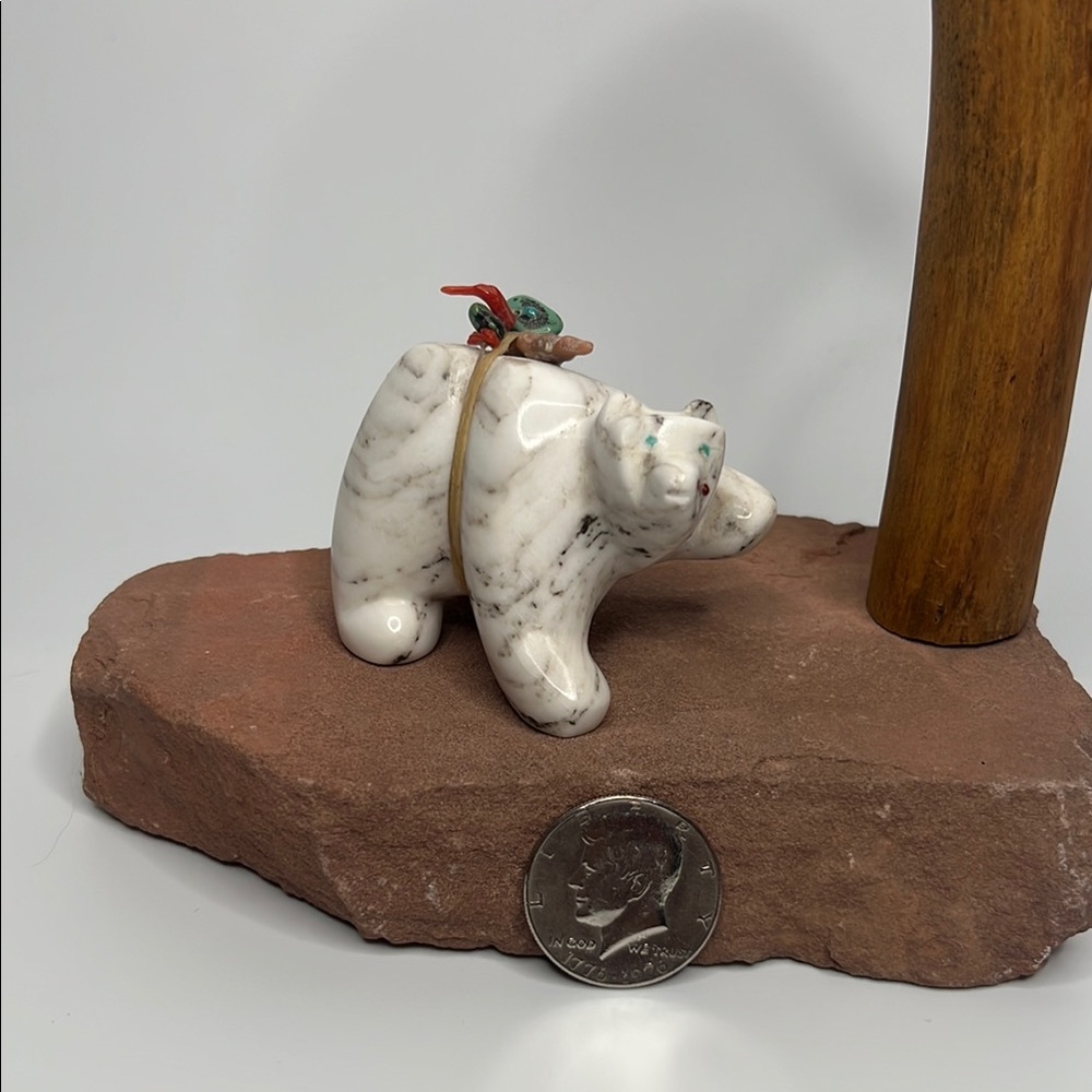 White Magnesite Bear Sculpture
